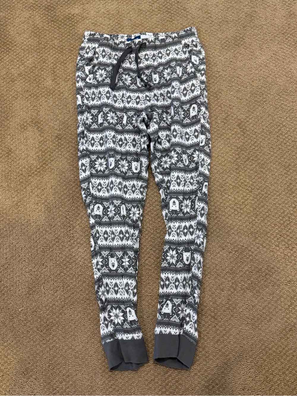 Old Navy Gray and White Nordic-Pattern Joggers